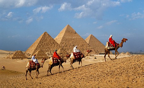 Camel Drivers in front of the Pyramids Giza Egypt North Africa camels by the Pyramids