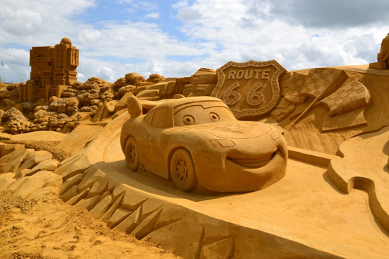 more sand sculpture Sand sculpture of character car disneyland paris